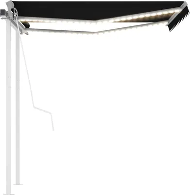 Obrázek produktu pro vidaXL Automatická markýza s LED a větrným senzorem 3x2,5 cm antracitová