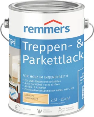 Produktbild von Remmers Treppen- & Parkettlack seidenmatt farblos 2,5 l, Parkett Versiegelung