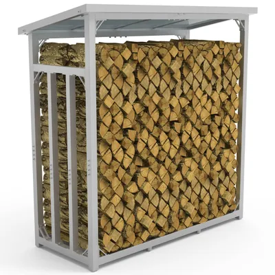 Immagine prodotto di Rastrelliera per legna da ardere in metallo ZINCATO 188x70x188 Portalegna per legna da ardere Robusto esterna con tetto 3t argento