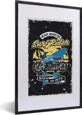 Produktbild von MuchoWow® MuchoWow® Gerahmtes Poster Jahrgang - Motorrad - Design 40x60 cm - Poster mit zchwarzem Bilderrahmen - Poster in Rahmen