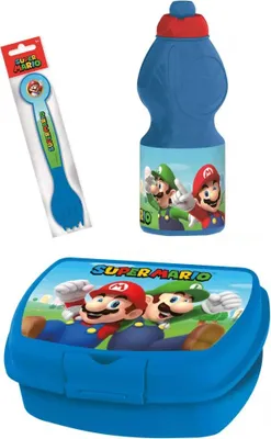 Produktbild von Super Mario Set Lunchbox mit Trinkflasche und Besteck