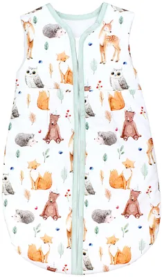 Produktbild von TupTam Ganzjahresschlafsack 2.5 TOG wattiert ärmellos Baby Schlafsack , Farbe: Lichtung Reh Bär Eule Igel Fuchs, Größe: 80-86