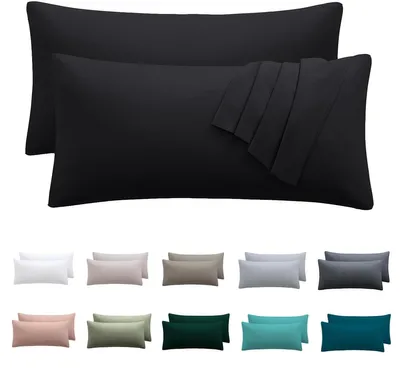 Produktbild von Kissenbezug 40 x 70 cm, 2er-Set – Kissenbezug 40 x 70 cm, schwarz, 100 % Mikrofaser, mit Reißverschluss, weich und knitterfrei