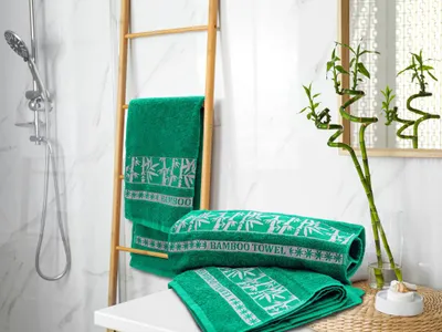 Produktbild von Bambushandtuch, 70 x 140 cm, grün, 70 % Bambus | 30 % Baumwolle