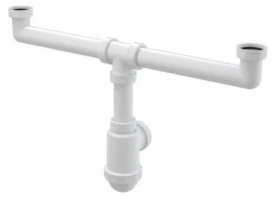 Immagine prodotto di Alcadrain Doppelspülbeckensiphon mit einer Überwurfmutter 6/4"