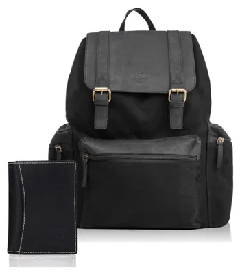 Produktbild von Herren Leder Brieftasche T-13 und Herren Rucksack schwarz T-37 Geschenk-Set Paolo Peruzzi ZUP-79-BL