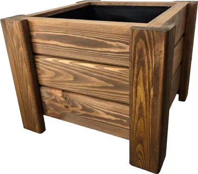 Obrázok produktu pre HolzGarden Drevený Kvetináč Obdĺžnikový Z Masívu Impregnovaný 40 x 32 x 40 cm 23 l Teak