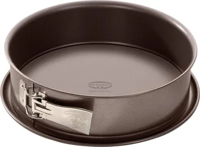 Produktbild von Dr. Oetker Springform Ø 26 cm, Backform der Serie Back-Edition mit Emaille-Servierboden, runde Kuchenform aus Stahl mit Antihaftbeschichtung (Farbe: braun)