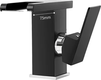 Produktbild von Waschtischarmatur, LED-Temperaturanzeige, langlebige Messingkonstruktion, schwarz