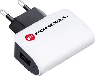 Produktbild von Forcell NETZ-Ladegerät Universal 1A mit USB Wandladegerät Überhitzung und Stoßspannungen Weiß-Schwarz