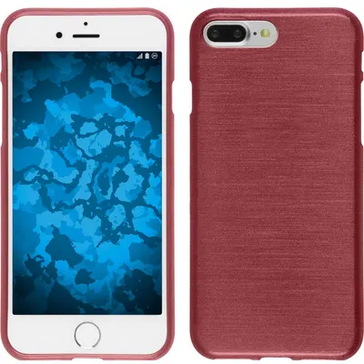 Produktbild von PhoneNatic Case kompatibel mit Apple iPhone 8 Plus - rosa Silikon Hülle brushed + 2 Schutzfolien