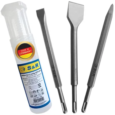 SDS-plus Meißel-Set 3-teilig, Flach-, Spitz- und Spatmeißel