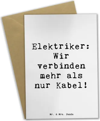 Produktbild von Mr. & Mrs. Panda Grußkarte Spruch Elektriker Verbindungen - Weiß - Geschenk, Berufsalltag, Strom, Elektrotechnik, Beruf, osterkarten, osterkarte, Berufsleben, Grußkarten