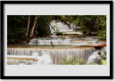 Produktbild von Bild 100x70 MDF-Rahmen Wandkunst Wald Wasserfall Natur