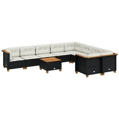 Produktbild von 10-tlg. Garten-Sofagarnitur mit Kissen Schwarz Poly Rattan