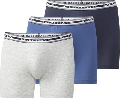 Produktbild von BALDESSARINI Herren Boxershorts, 3er Pack - Cyclists, Unterwäsche, Unterhosen, Baumwolle, Logo Blau/Hellgrau XXL