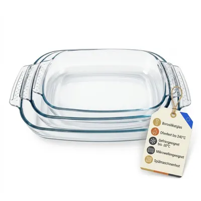 Produktbild von BigDean Set aus 3 Auflaufformen aus Glas – Borosilikatglas Hergestellt in Europa