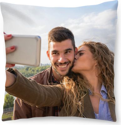 EXTRA Großes FOTOGESCHENK (60x60 cm), MAXI Foto-Kissen mit Foto & Text, Jahrestag, Valentinstag (mit Füllung), XXL Foto Full [091]