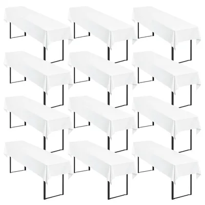 Produktbild von Biertischhussen 12 Stück Weiß Polyester 250x100cm Blickdicht Waschbar Universal für 50/70cm Biertische