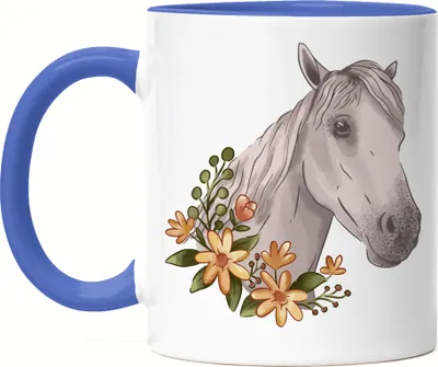 Produktbild von Pferd Tasse Blau Liebe Pferde Hengst Stute Hobbie Freiheit Pferdeflüsterer Pferdeliebhaber Reiten Blumen Reiterin