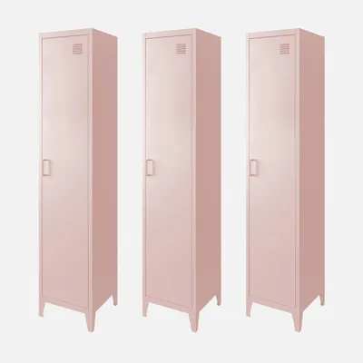 Immagine prodotto di Set di 3 armadi camera industriale, 4 vani, Rosa