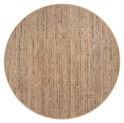 Produktbild von Outdoor Teppich wetterfest Modern Flachgewebe, Jute-Optik für Terrasse & Balkon Beige Braun Grösse 160 cm Rund