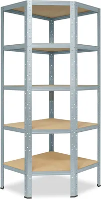 Produktbild von Home Eckregal Schwerlast Verzinkt/Metallregal Stehend 5 Böden Je 175kg Tragkraft/Corner Shelf Schwerlastregal Ecke/Steckregal