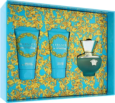 Produktbild von Versace Dylan Turquoise Geschenkset für Frauen Eau de Toilette 50 ml + Duschgel 50 ml + Körperlotion 50 ml