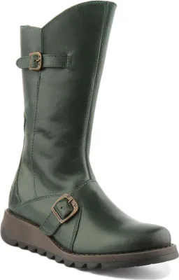 Produktbild von Fly London Mes 2 Frauen Leder Knie Hoch Stiefel Mit Seite Reißverschluss Benz  – 4 Großbritannien - 37 EU - 6,5/7 US / Benzin