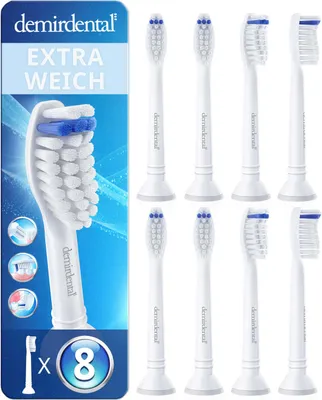 Produktbild von 8er demirdental Extra Soft Aufsteckbürsten für Philips Sonicare | Weiß