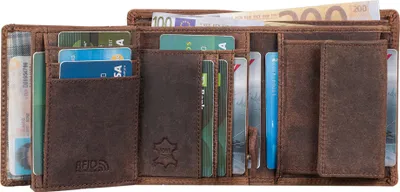 Produktbild von Benthill Herren Geldbörse aus Echt-Leder - Geldbeutel mit RFID-Schutz - Großes Portemonnaie für Herren - Vintage Leder