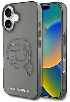 Produktbild von Karl Lagerfeld IML Strass Karl Head - iPhone 16 Hülle (Schwarz)