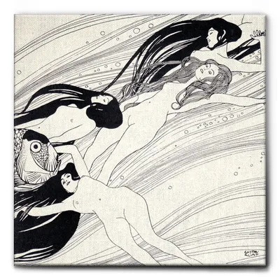 Produktbild von Giallobus - Fischblut - Gustav Klimt - 100L x 100B cm - Bild - Leinwand mit Standardrahmen