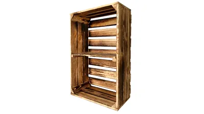 Produktbild von Neue Obstkisten mit Mittelbrett Holzkisten Weinkisten Apfelkisten Kommode Regal Geflammte 60x40x20cm