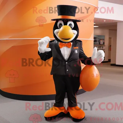 Produktbild von Orangefarbener REDBROKOLY American Football Helm Maskottchen Kostüm Charakter gekleidet mit einem Smoking und Schals