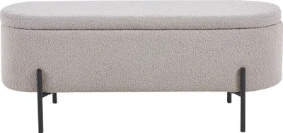 Produktbild von SalesFever Bettbank mit Stauraumfunktion | aufklappbar | Bezug Bouclé Stoff | Metallgestell | B 110 x T 40 x H 44 cm | taupe – schwarz