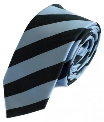Produktbild von Fabio Farini - 1 Stück gestreifte Herren Krawatte - Tie mit Streifen in 6cm oder 8cm Breite Schmal (6cm), Schwarz/Himmelblau