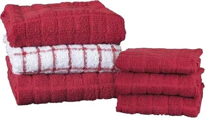 Productafbeelding van Famanu Keukenhanddoekenset - 6 handdoeken in paprika-rood