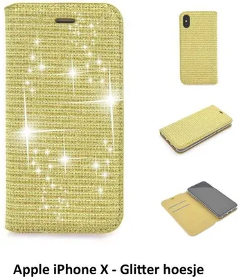 Immagine prodotto di Custodia dorata per iPhone X-Xs - Custodia a libro - Portacarte - Chiusura magnetica
