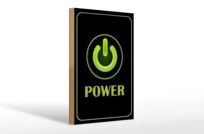 Produktbild von Holzschild Hinweis 30x20cm Power Taste Wanddeko
