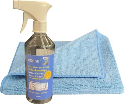 Produktbild von ROGGE 500ml LCD-TFT-LED-OLED Bildschirmreiniger inkl. 1 Prof. Microfasertuch 40x40cm