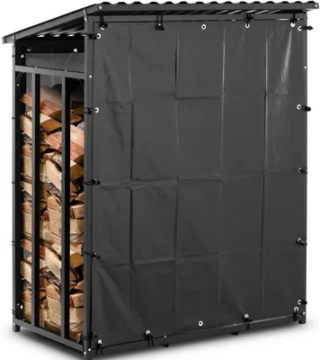 Obrázok produktu pre stojan na palivové drevo hillvert - s plachtou a strechou - 600 kg - 137 x 90 x 171 cm - čierny