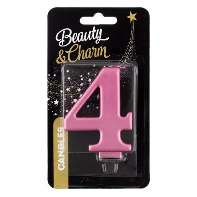Obrázok produktu pre Sviečka číslo 4, metalická ružovo-zlatá, 8 cm