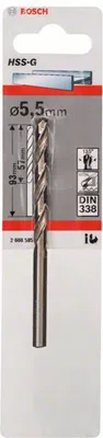 Image de Forets à métaux HSS-G, DIN 338, 5,5 x 57 x 93 mm, 1 paquet