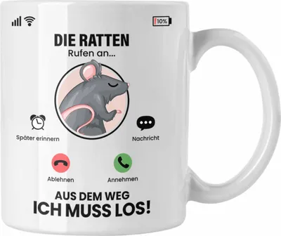 Produktbild von Trendation - Die Ratten Rufen An Tasse Geschenk für Ratten Züchter Besitzer Geschenkidee Lustig Spruch (Weiß)
