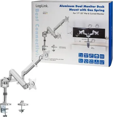 Zdjęcie produktu dla LogiLink BP0090, Zacisk, 7 kg, 43,2 cm (17"), 68,6 cm (27"), 100 x 100 mm, Srebrny