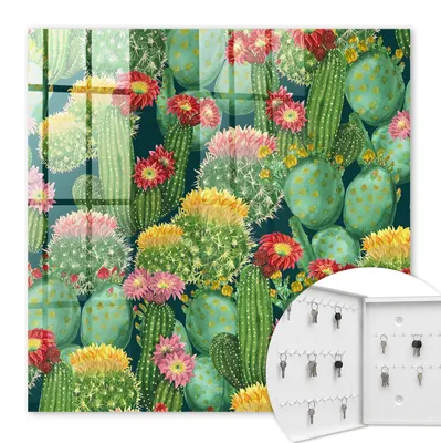 Produktbild von Metall Schlüsselkasten 30 x 30 cm - weißer Schlüsselschrank zur Wandmontage - wandhängende Schlüsselbox mit Tür - nach links öffnend - Schlüsselaufbewahrung für Flur - Büro - Arbeitszimmer - Werkstatt - Garage - Bunter Garten