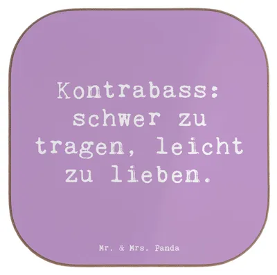 Produktbild von Mr. & Mrs. Panda Untersetzer für Gläser Spruch Kontrabass Liebe - Lavendeltraum - Geschenk, Glas, Lernen, Jazzbands, Sinfonieorchester, Musik, Tischuntersetzer, Musiker