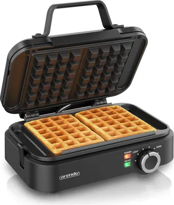 Produktbild von Arendo, Waffeleisen, 1200 Watt, Waffelautomat, für 2 belgische Waffeln à 12,6 cm, mit stufenloser Temperaturregelung, Antihaftbeschichtung