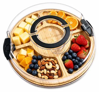 Productafbeelding van Bamboe Serveerplateau met Deksel voor Snacks en Antipasti